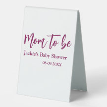 Mom to be baby shower name date pink simple minima