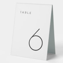 Número de tabla Minimalista moderna en blanco y ne