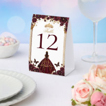 Quinceañera Rosas Burgundy Oro Esmeralda Princesa