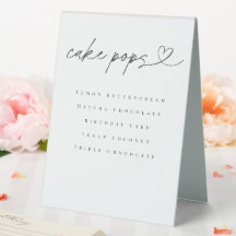Sabores de Cake Pops Letrero de Mesa de Postres Ca