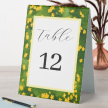 Tarjeta de mesa de boda de jardín Flora Amarillo A