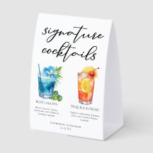 Tropical Island Signature Cocktails Wedding Menu