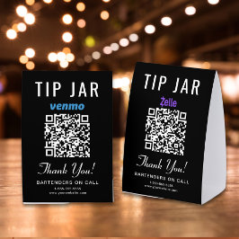 Expositor Triangular Venmo Zelle Tip Jar QR Black Business