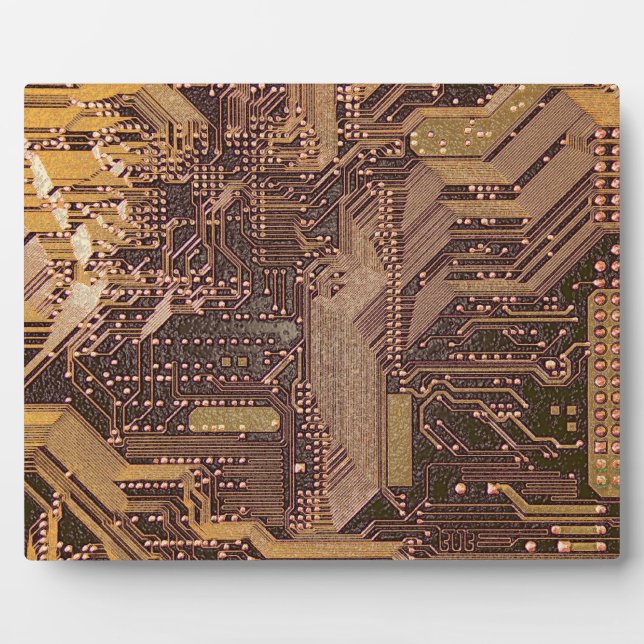Expositora Arte tecnológico de placa de circuito cibernético  (Frente)