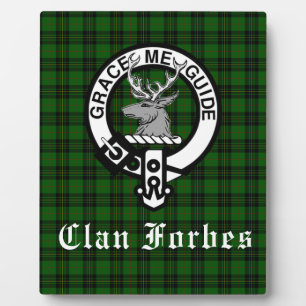 Expositora Clan Forbes Tartán y placa Escudo