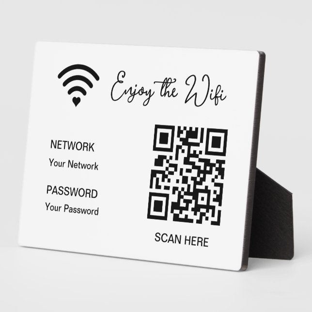 Expositora Código QR Blanco Disfruta La Wifi Placa de Sobreme (Lado)
