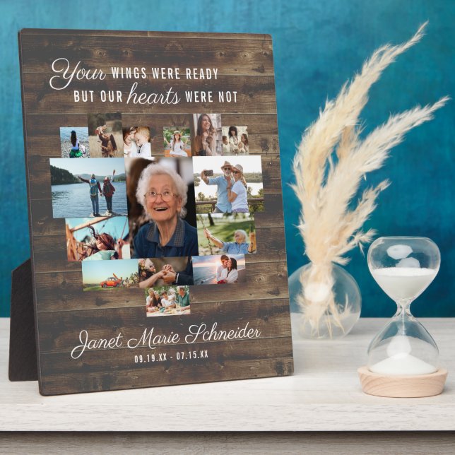 Expositora Corazón Rústico | Placa conmemorativa de collage d (Lado)