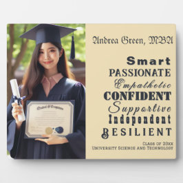 Expositora Cualidades de las grandes mujeres, placa de posgra