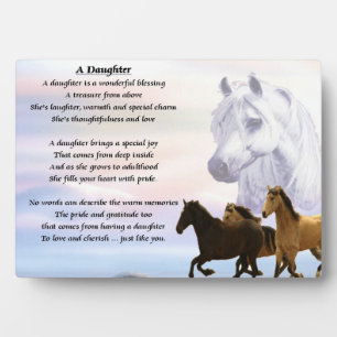 Expositora diseño de caballos - placa de poema hija