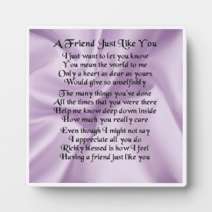 Expositora Diseño de la placa del poema amigo - Lilac Silk