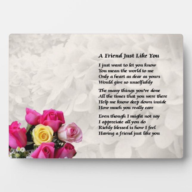 Expositora Diseño de rosas - Poema amigo - placa (Frente)