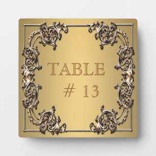 Expositora Elegante número de mesa de oro en placa sólida