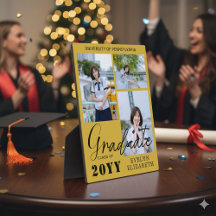 Elegante placa conmemorativa de graduación con fot