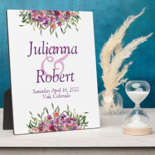 Expositora Flores silvestres color morado boda placa