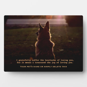 Expositora Hermosa placa conmemorativa para mascota Pastor Al
