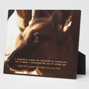 Expositora Hermosa placa conmemorativa para mascota Pastor Al