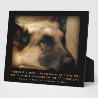 Expositora Hermosa placa conmemorativa para mascota Pastor Al