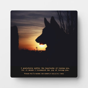 Expositora Hermosa placa conmemorativa para mascota Pastor Al