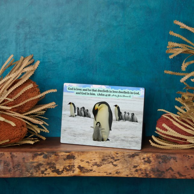 Expositora Hermosa Placa de Escritura Pingüino 1 Juan 4:16 (Lado)