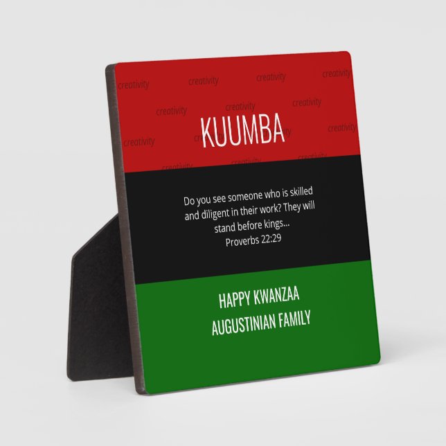 Expositora KUUMBA personalizado: placa Kwanzaa feliz (Anverso)