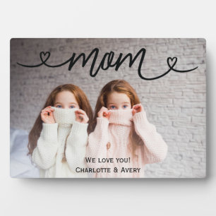 Expositora Mamá te ama la placa fotográfica personalizada