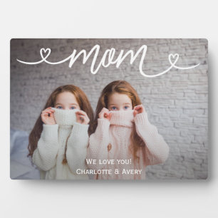 Expositora Mamá te ama la placa fotográfica personalizada