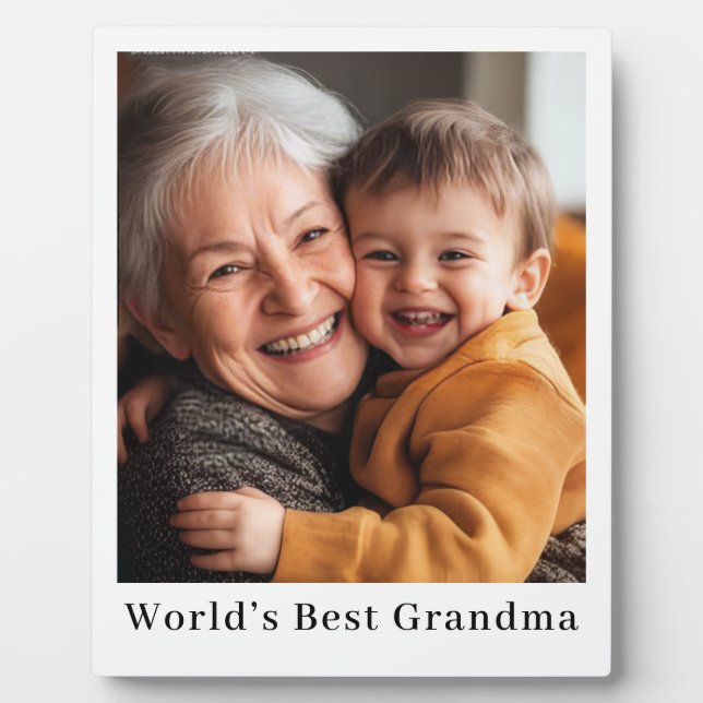 Expositora Mejor Abuela Personalizada Placa con Foto Completa (Frente)