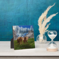 Pintura de aceite de Dúo Elefante, placa fotográfi