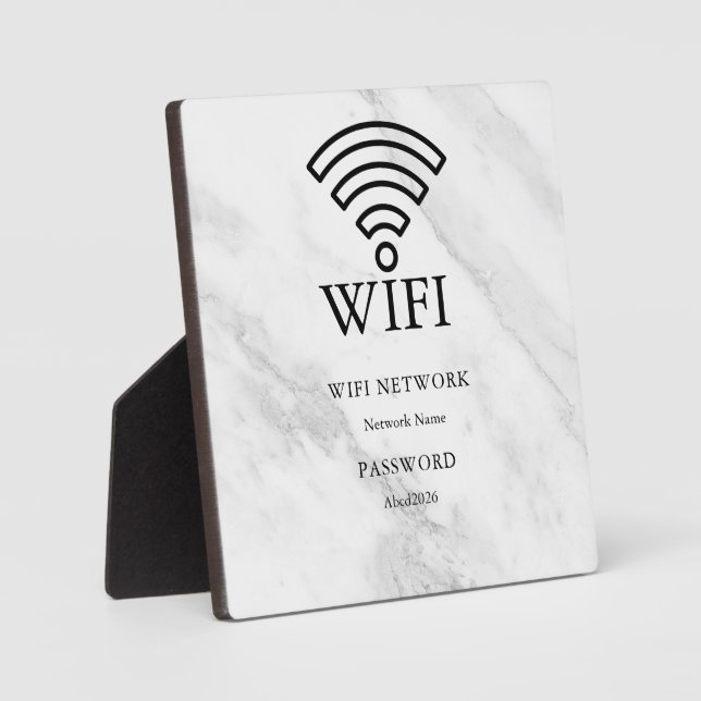 Expositora Placa Blanca de Red y Contraseña Wifi (Anverso)