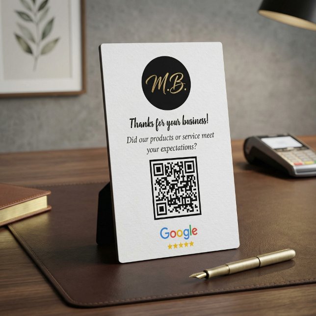 Expositora Placa Comercial de Código QR de Reseñas Personaliz (Custom Google Review QR Code Business Plaque)
