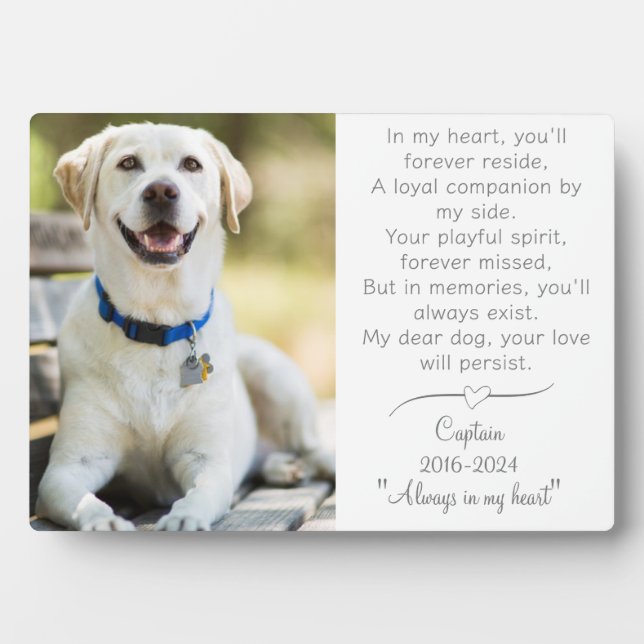Expositora Placa conmemorativa para perro con caballete (Frente)