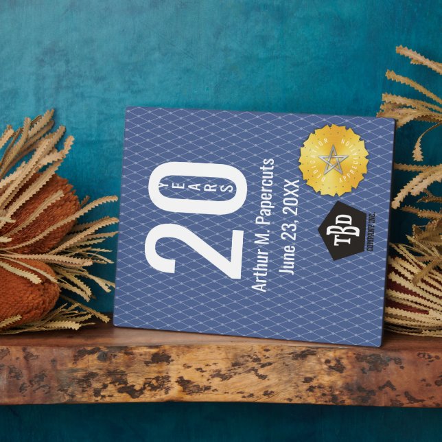 Expositora Placa de 20 años de aniversario del hito de los em (Lado)