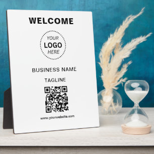 Expositora Placa de bienvenida de logotipo de nombre comercia