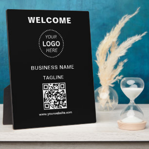 Expositora Placa de bienvenida de logotipo de nombre comercia