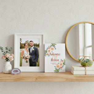 Expositora Placa de boda floral de acuarela rosa y verde