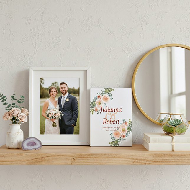 Expositora Placa de boda floral de acuarela rosa y verde (Subido por el creador)