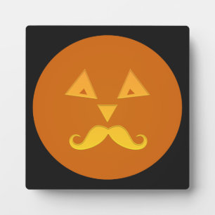 Expositora Placa de calabaza de Mustache de Halloween