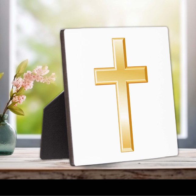 Expositora Placa de Cruz Cristiana (Christian Cross Plaque for home and office, a central symbol of the Christian faith. )