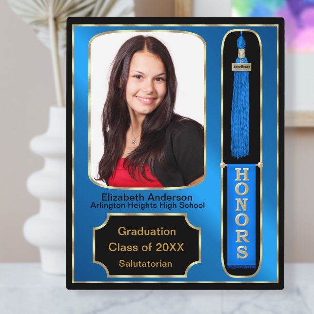 Expositora Placa de Foto de Graduación con Honores Azul (Subido por el creador)
