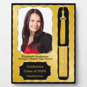 Expositora Placa de Foto de Graduación con Honores Dorado