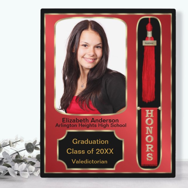 Expositora Placa de Foto de Graduación con Honores Rojo (Subido por el creador)