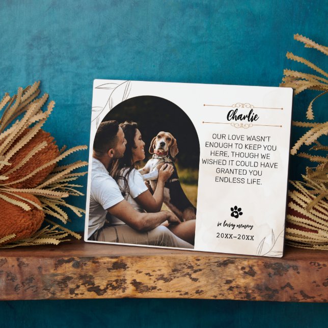 Expositora Placa de Foto de Perro en Memoria Amada – 8x10 Sin (Lado)