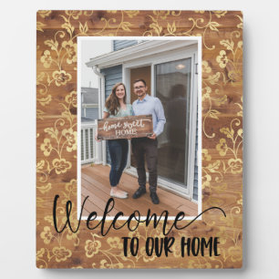 Expositora Placa de Foto Personalizada de Bienvenida a Casa