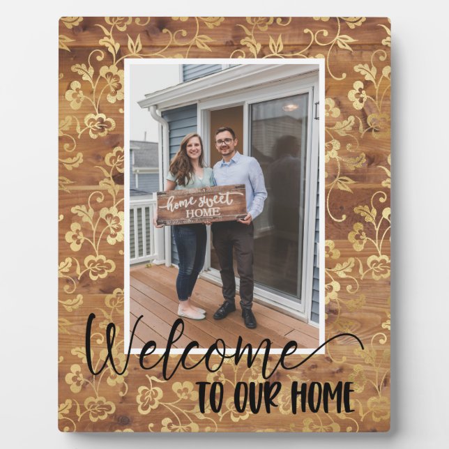 Expositora Placa de Foto Personalizada de Bienvenida a Casa (Frente)