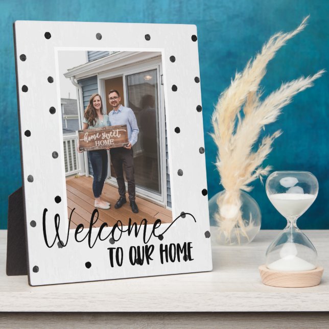 Expositora Placa de Foto Personalizada de Bienvenida a Casa (Lado)