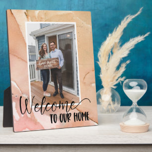 Expositora Placa de Foto Personalizada de Bienvenida al Hogar