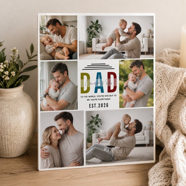 Expositora Placa de Foto Personalizada | Nuestro Primer Día d (Personalized Photo Plaque | Our First Father’s Day)