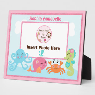 Expositora Placa de fotografía de ballena rosa/marina persona