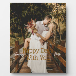 Expositora Placa de Fotos Personalizada de Pareja con Texto