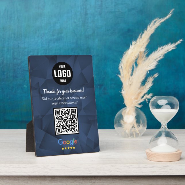 Expositora Placa de negocio con código QR de reseña personali (Lado)